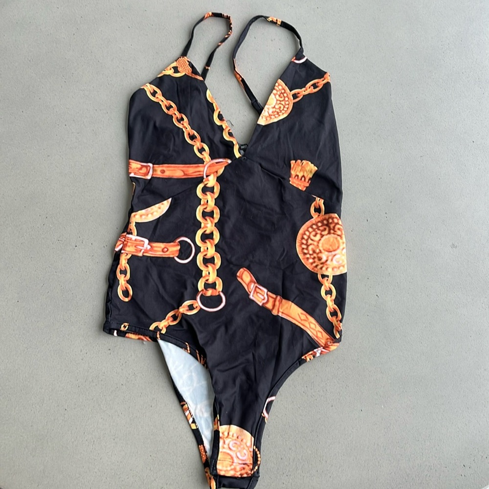 SHEIN chain and buckle body suit